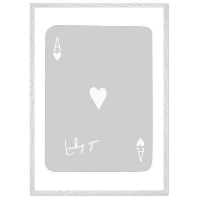 Lucky You Ace of Hearts Poker Card Art Print - Minimalist Framed Poster, Eco-Friendly Wood Frame - Vibrantwalls