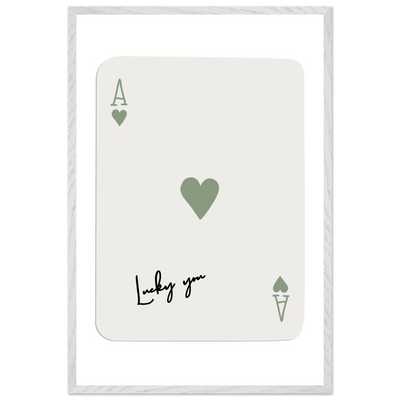 Lucky You Ace of Hearts Print - Botanical Green Framed Poster Art, Eco-Friendly Wood Frame & Choice of Finish - Vibrantwalls