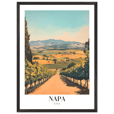 Napa Valley Vineyard Framed Poster – Vintage Travel Wall Art with Wooden Frame - Vibrantwalls