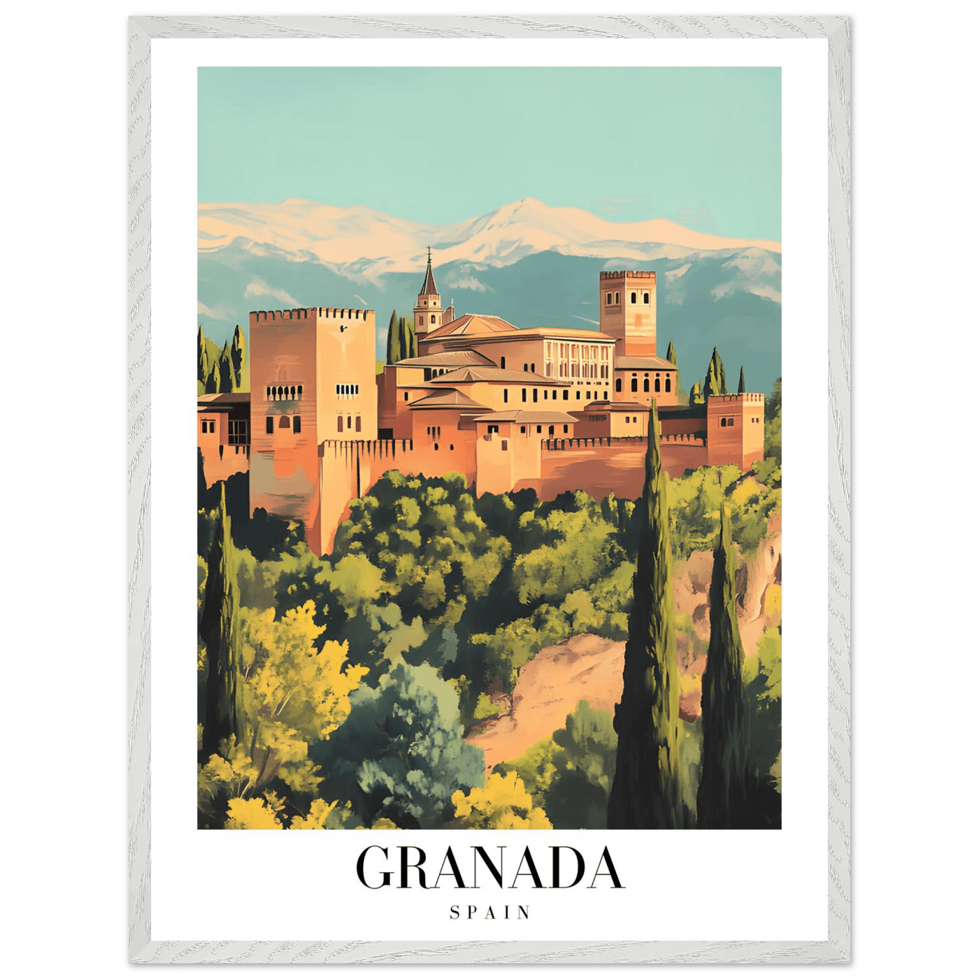 Granada Spain Framed Poster – Vintage Travel Wall Art with Wooden Frame - Vibrantwalls