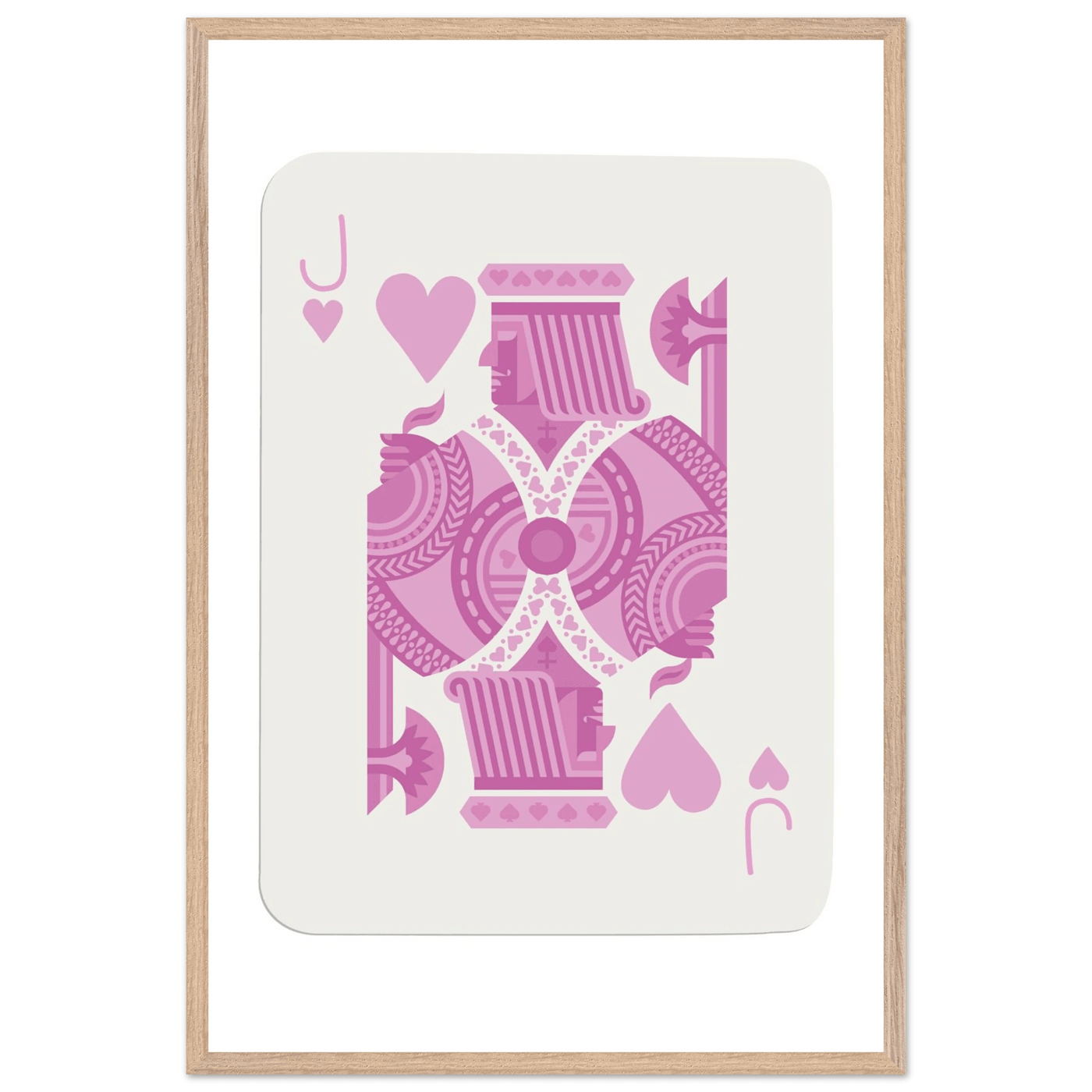Jack of Hearts Poker Card Print - Eclectic Pink Framed Art - Eco-Friendly Wood Frame, Ready-to-Hang Decor - Vibrantwalls