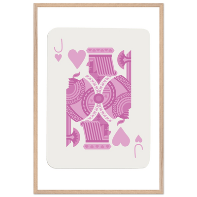 Jack of Hearts Poker Card Print - Eclectic Pink Framed Art - Eco-Friendly Wood Frame, Ready-to-Hang Decor - Vibrantwalls