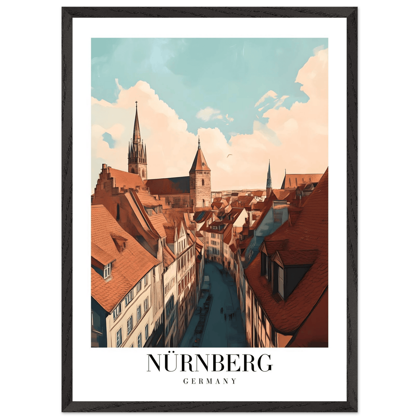 Nürnberg Germany Framed Poster – Vintage Travel Wall Art with Wooden Frame - Vibrantwalls