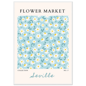 Charming Daisy Field Framed Poster – Pastel Blue & White Floral Art Print | Ready-to-Hang Wall Decor - Vibrantwalls