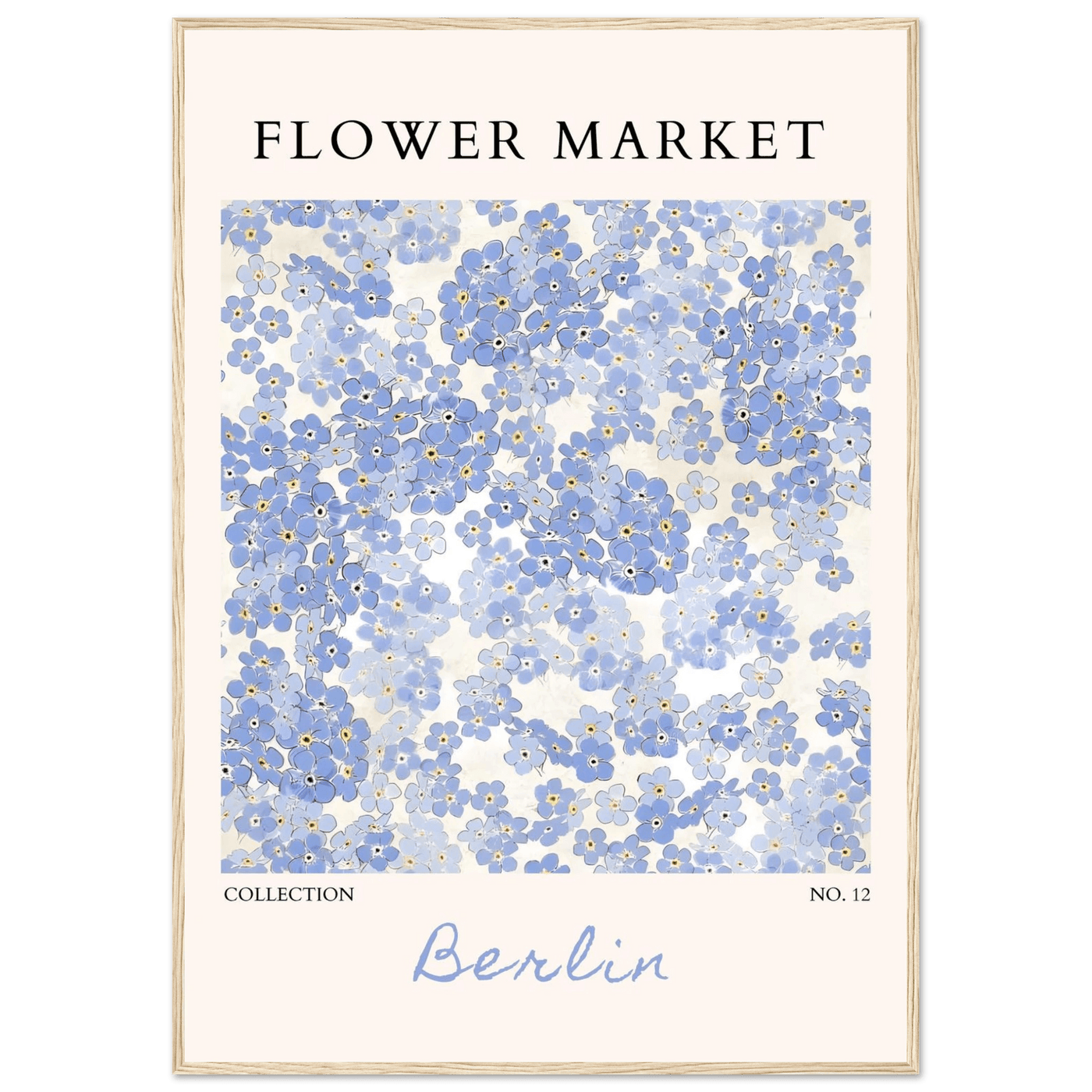 Forget-Me-Not Bloom Framed Poster – Gentle Blue Floral Art Print | Berlin Collection | Ready-to-Hang Wall Art - Vibrantwalls