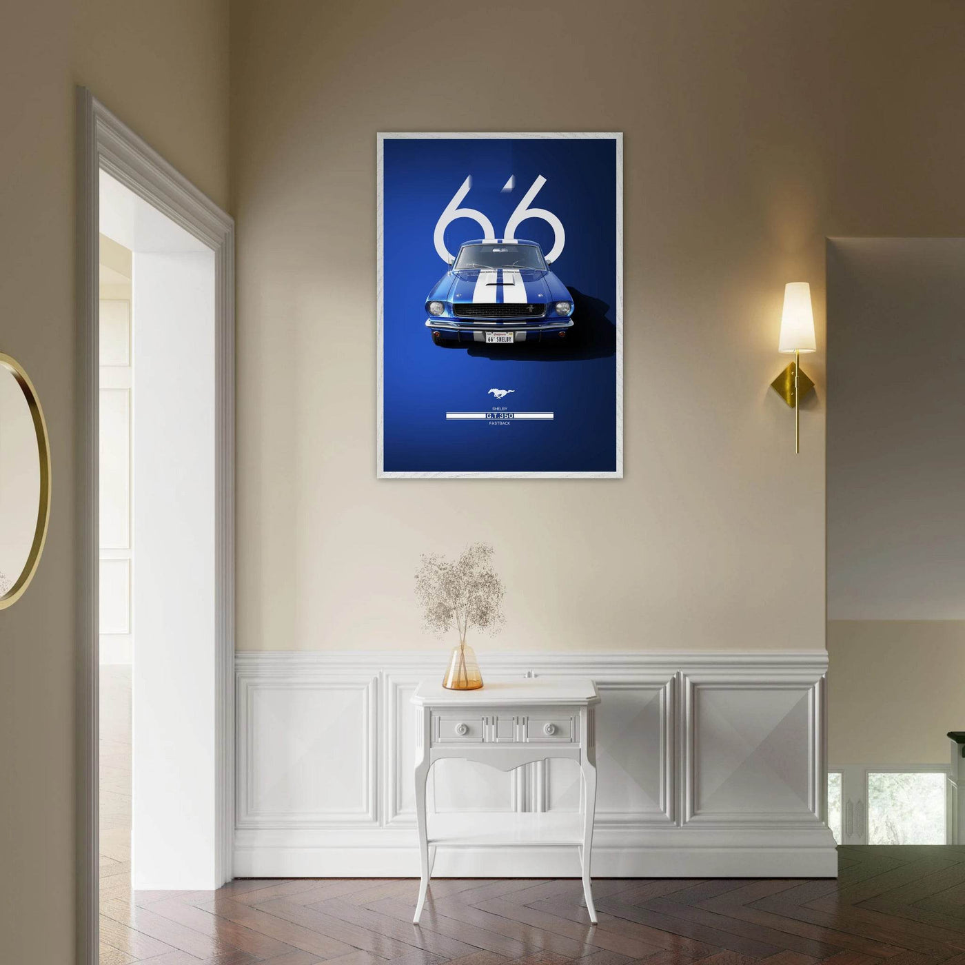1966 Shelby GT.350 Fastback Framed Poster - Iconic Blue & White Design | Ready-to-Hang Wall Art - Vibrantwalls