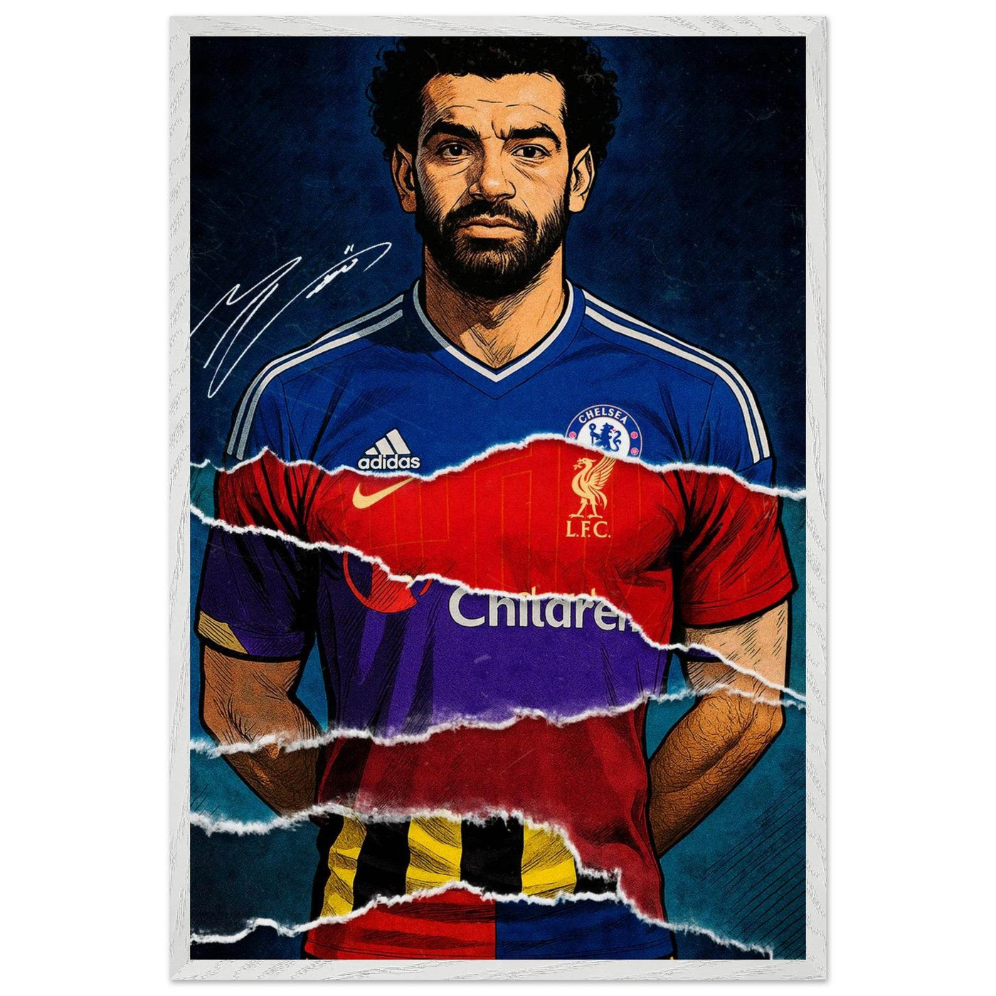 Mohamed Salah Pop Art Football Legend Mounted Framed Poster – Eco-Friendly, Ready to Hang - Vibrantwalls