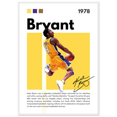 Kobe Bryant Number 24 Lakers Modern Print A1 (59.4 x 84.1 cm) White frame Vibrantwalls