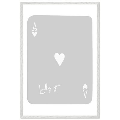 Lucky You Ace of Hearts Poker Card Art Print - Minimalist Framed Poster, Eco-Friendly Wood Frame - Vibrantwalls