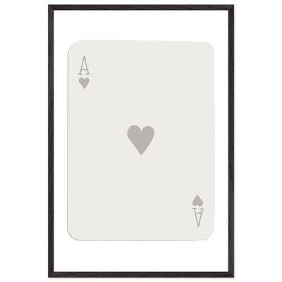 Minimalist Ace of Hearts Poker Card Art - Eco-Friendly Framed Poster Print in Various Sizes & Frame Finishes - Vibrantwalls
