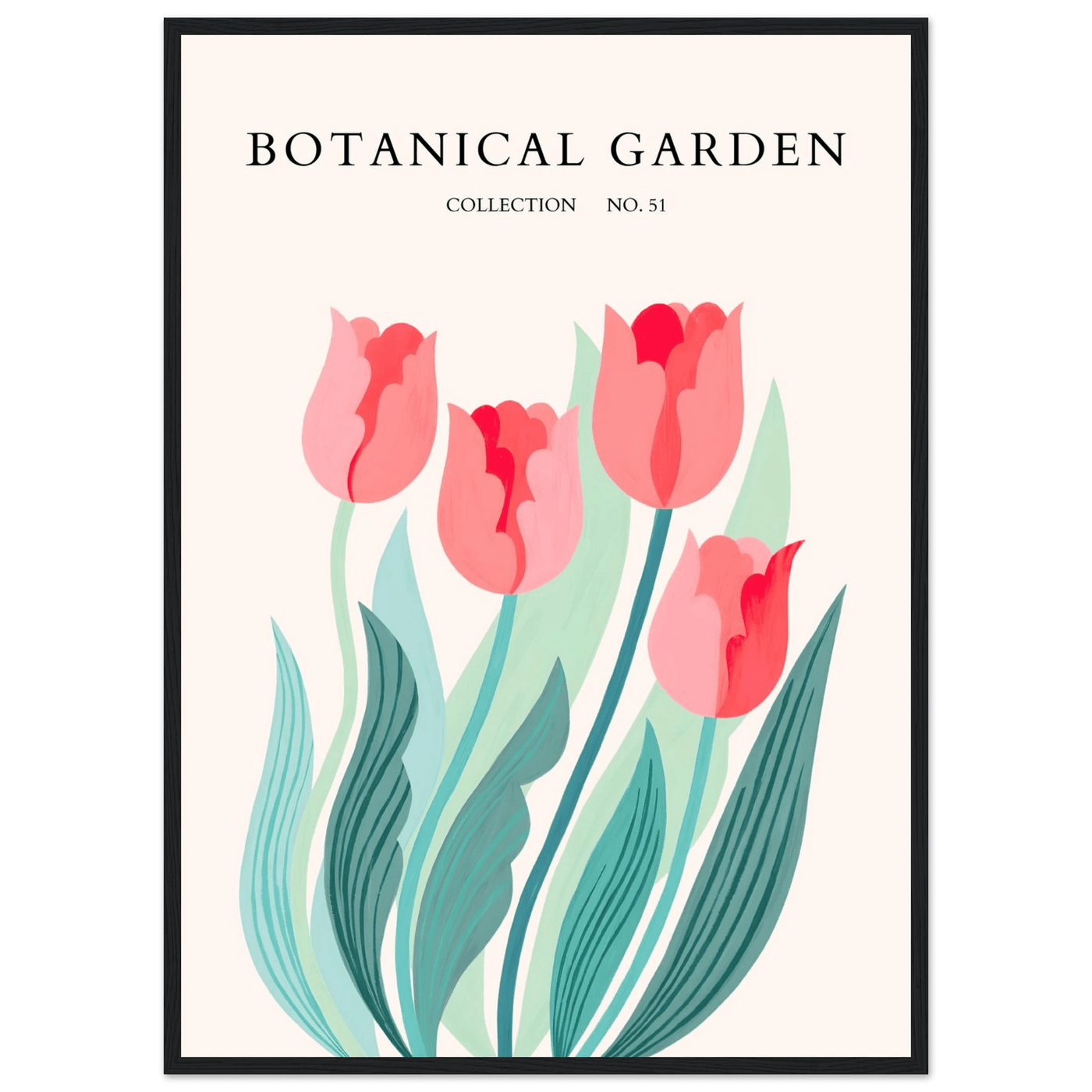 Botanical Garden Tulip Framed Poster – Pastel Florals & Nature Art Prints | Ready-to-Hang Wall Decor - Vibrantwalls