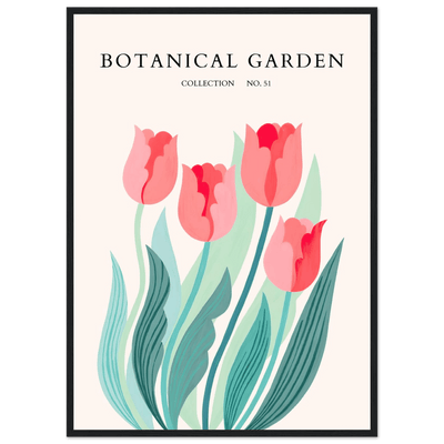 Botanical Garden Tulip Framed Poster – Pastel Florals & Nature Art Prints | Ready-to-Hang Wall Decor - Vibrantwalls