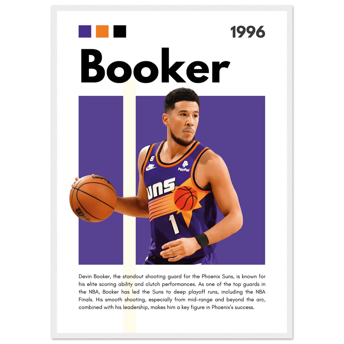 Devin Booker Phoenix Suns Modern Art Print - Vibrantwalls
