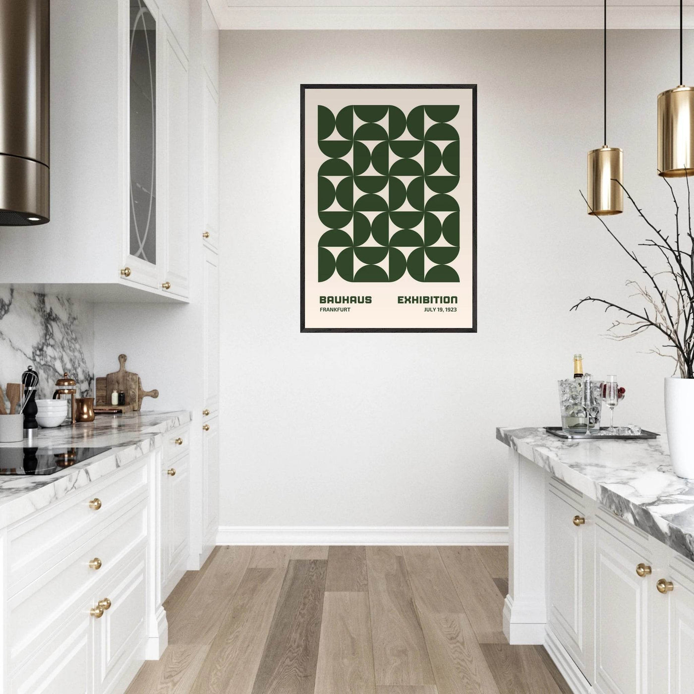 Bauhaus Forest Green & Cream Modern - Vibrantwalls