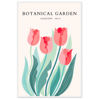 Botanical Garden Tulip Framed Poster – Pastel Florals & Nature Art Prints | Ready-to-Hang Wall Decor - Vibrantwalls
