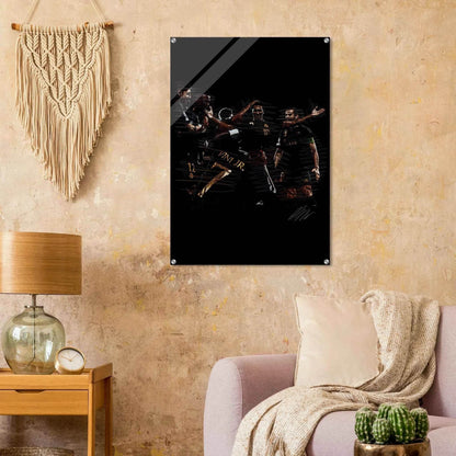 Dynamic Football Legends Acrylic Print – Energetic, Modern Sports Wall Art for Your Space - Vibrantwalls