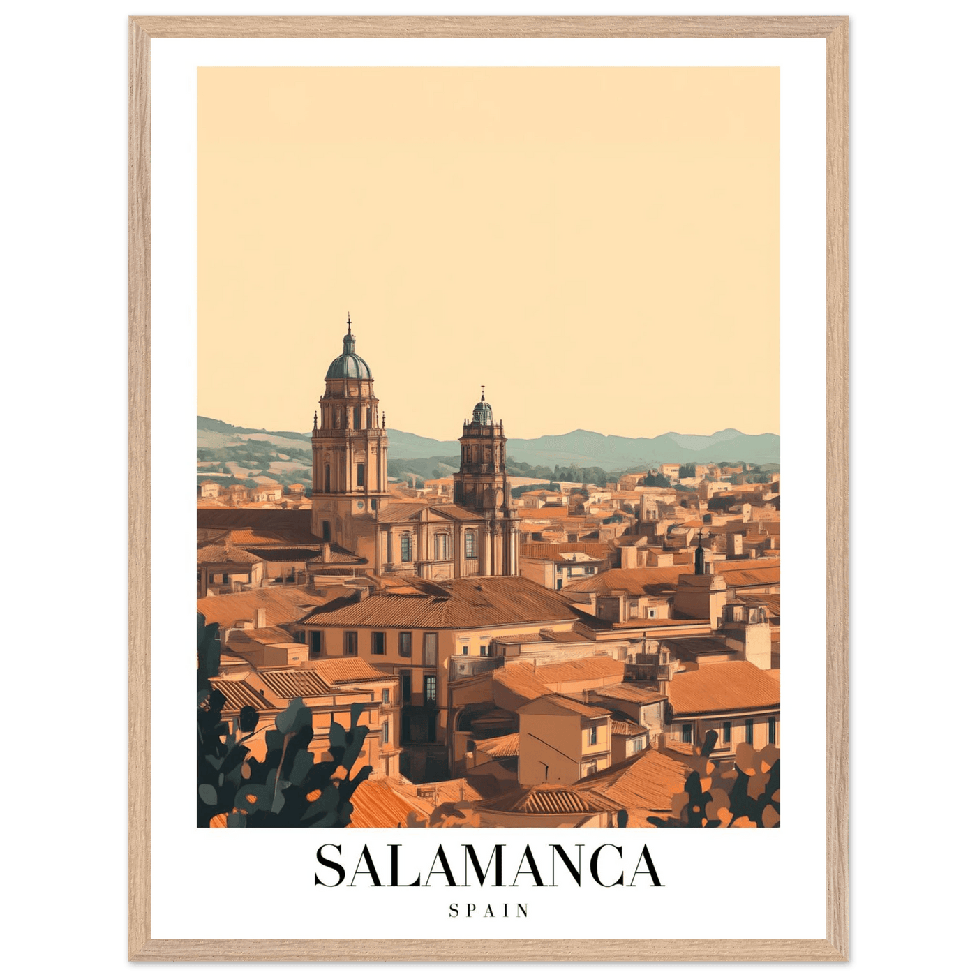 Salamanca Spain Framed Poster – Warm Hues Vintage Travel Wall Art with Wooden Frame - Vibrantwalls