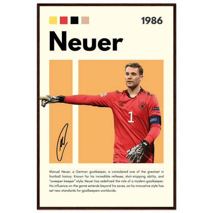 Manuel Neuer Goalkeeper Framed Football Legend Poster 60x90 cm 24x36″ Dark wood frame Vibrantwalls