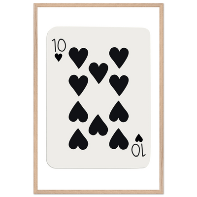 Minimalist Ten of Hearts Poker Card Print - Mounted Framed Poster Art, Eco-Friendly Wood Frame - Vibrantwalls