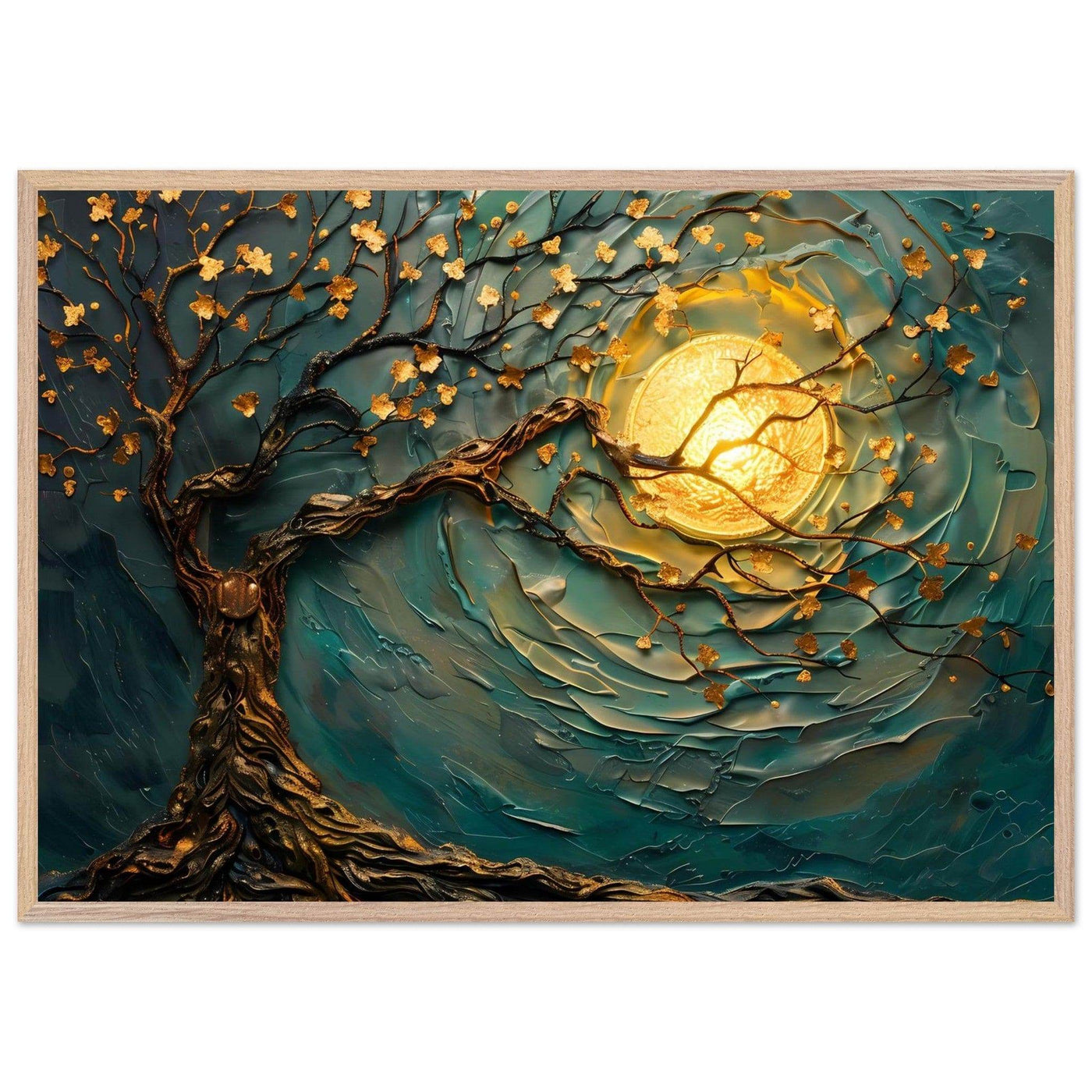 Teal Gold Tree of Life Pendant - Elegance in Nature's Design - Vibrantwalls