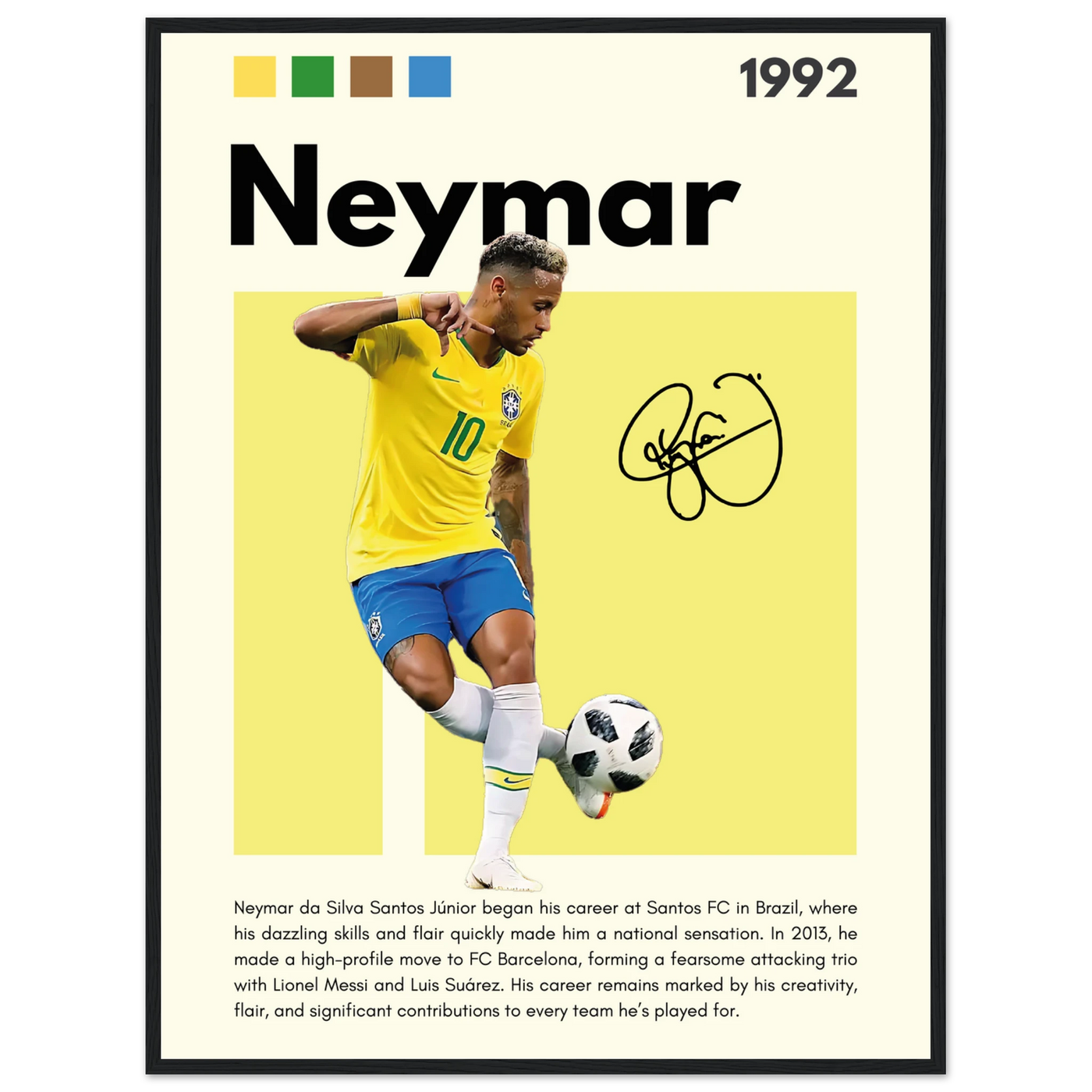 Neymar Jr. Brazilian Football Legend Framed Poster – Vibrant Pop Art Football Print 60x80 cm 24x32″ Black frame Vibrantwalls