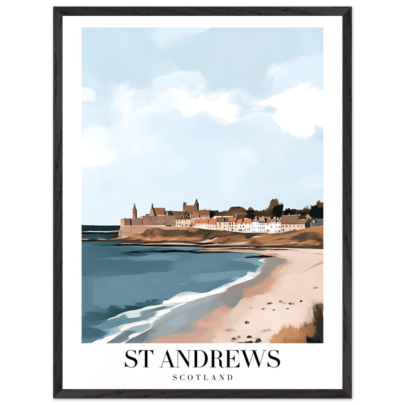 St Andrews Scotland Framed Poster – Coastal Town Wall Art with Wooden Frame - Vibrantwalls