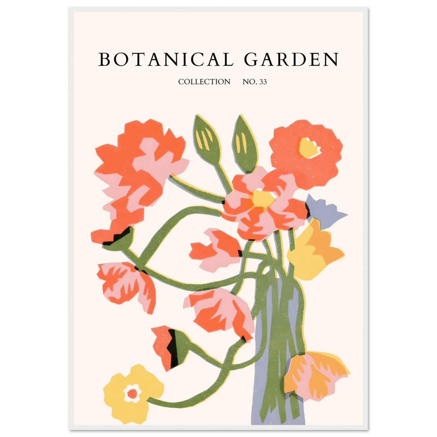 Botanical Garden Framed Poster - Abstract Floral Art Print | Warm Hues & Nature-Inspired Decor - Vibrantwalls