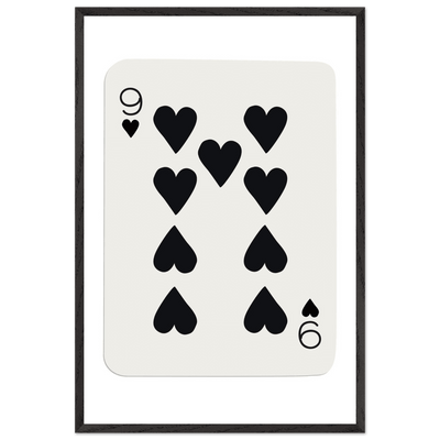Minimalist Nine of Hearts Poker Card Print - Mounted Framed Eco-Friendly Wall Art in Various Sizes & Frame Finishes - Vibrantwalls