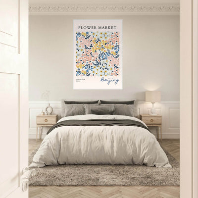 Flower Market Beijing Framed Poster – Whimsical Floral Art Print in Pastel Hues | Ready-to-Hang Wall Decor - Vibrantwalls