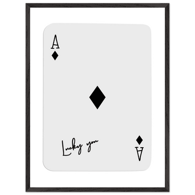 Lucky You Ace of Diamonds Poker Card Print - Mounted Framed Poster Art, Eco-Friendly Wood Frame in Your Choice of Style - Vibrantwalls