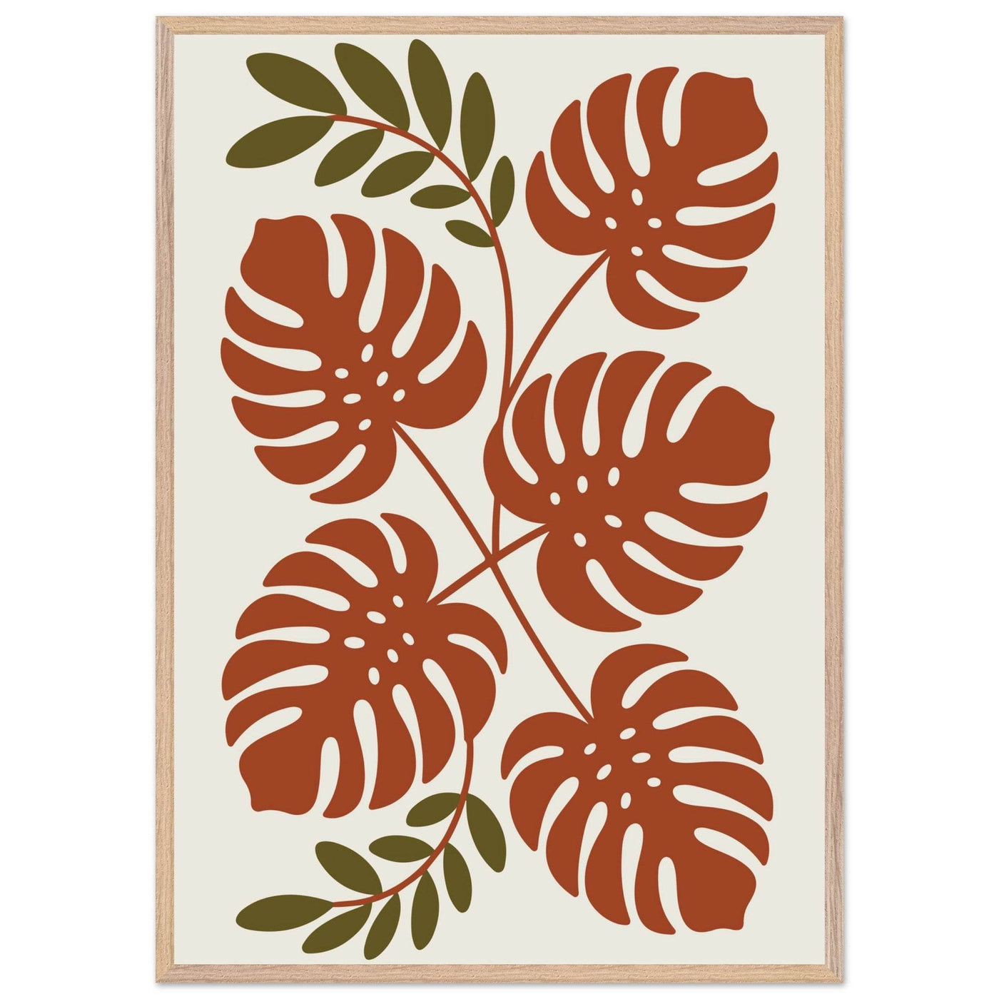 Monstera Leaf Composition in Terracotta Tones - Vibrantwalls