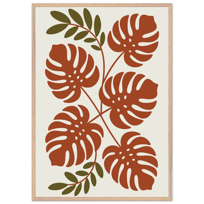 Monstera Leaf Composition in Terracotta Tones - Vibrantwalls