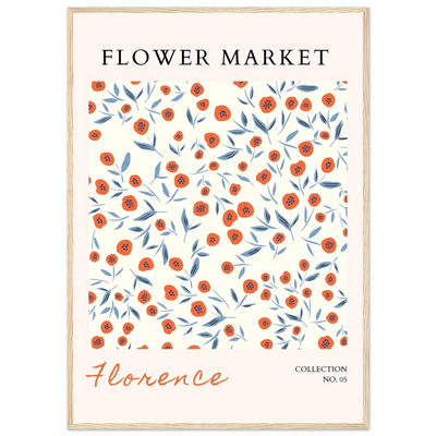 Florence Flower Market Art Print – Vibrant Orange Poppies & Blue Leaves | Framed & Ready-to-Hang Wall Art - Vibrantwalls