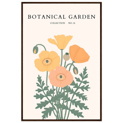 Botanical Garden Poppy Framed Poster – Warm Hues & Nature Art Print | Ready-to-Hang Floral Decor - Vibrantwalls
