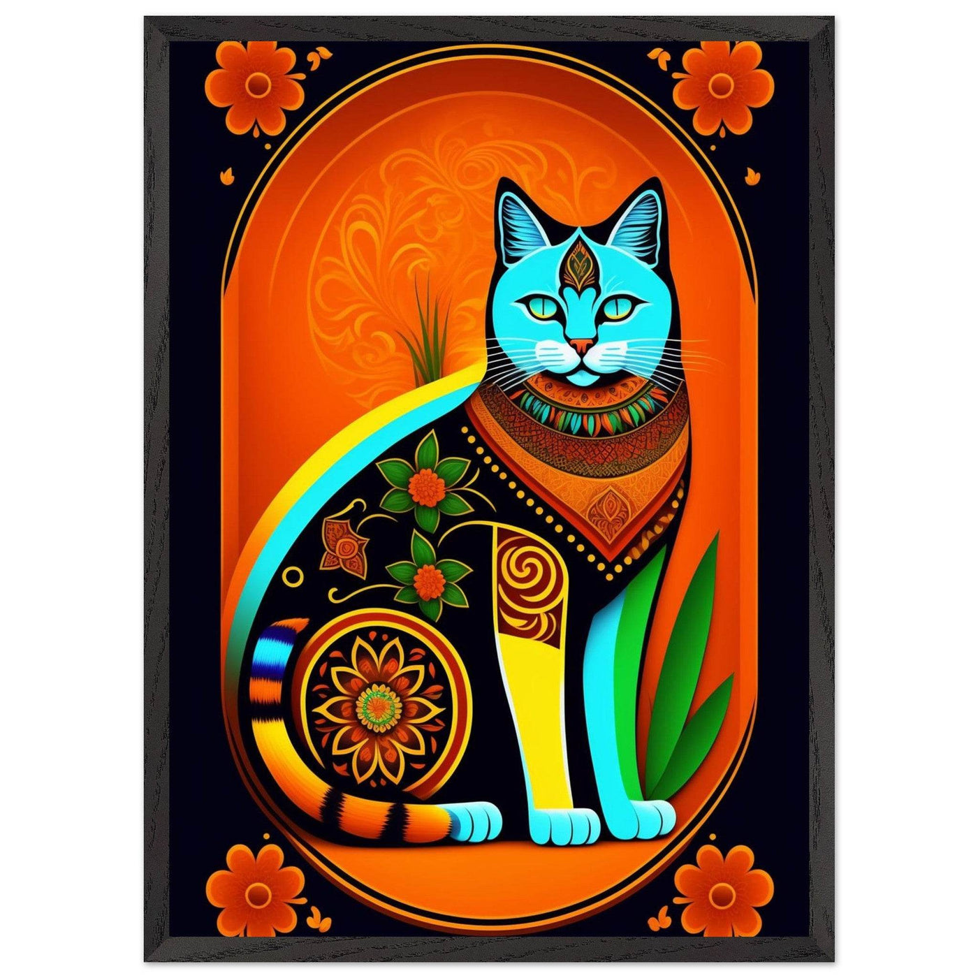 Boho Chic Cat Art - Vibrantwalls