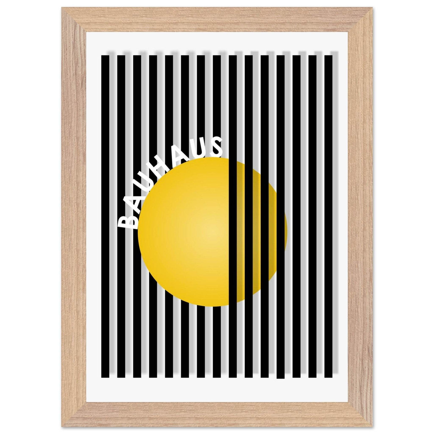 Bauhaus Yellow Circle Wall Art with Modern Stripes - Vibrantwalls
