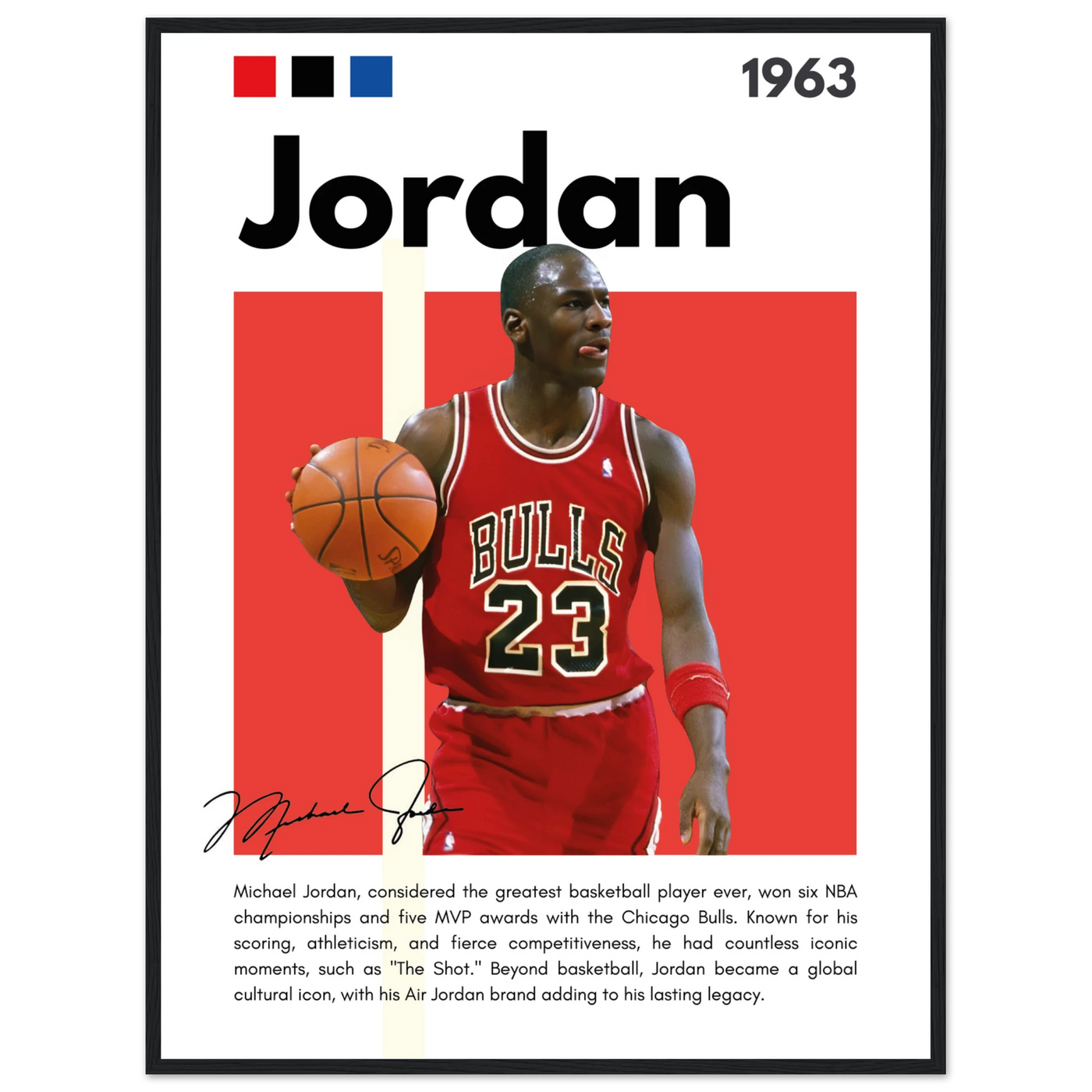 Michael Jordan Air Jordan Bulls Retro Print 60x80 cm 24x32″ Black frame Vibrantwalls