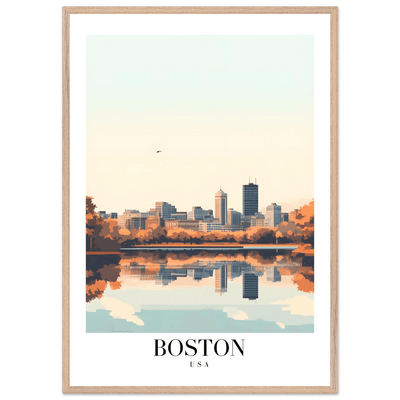 Boston Cityscape Framed Poster – Modern Travel Wall Art with Wooden Frame & Multiple Sizes - Vibrantwalls