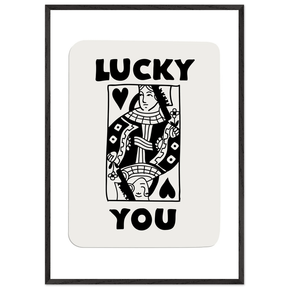Lucky You Queen of Hearts Custom Playing Cards Framed Poster Wall Art - Vibrantwalls