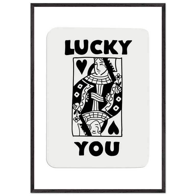 Lucky You Queen of Hearts Custom Playing Cards Framed Poster Wall Art - Vibrantwalls