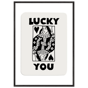 Lucky You Poker Card Queen of Hearts Art Print - Mounted Framed Poster, Eco-Friendly Wood Frame - Vibrantwalls