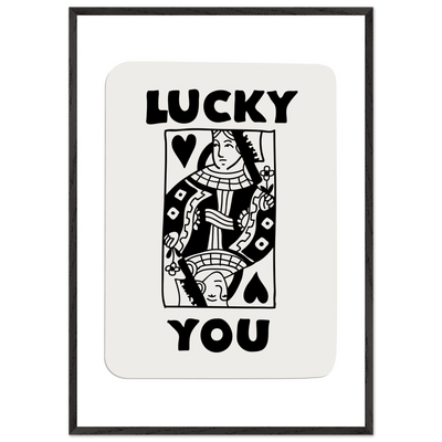 Lucky You Poker Card Queen of Hearts Art Print - Mounted Framed Poster, Eco-Friendly Wood Frame - Vibrantwalls