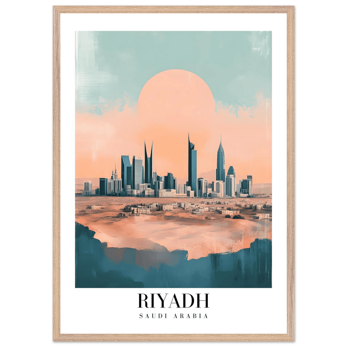 Riyadh Saudi Arabia Framed Poster – Modern Desert City Wall Art in Earthy Tones - Vibrantwalls
