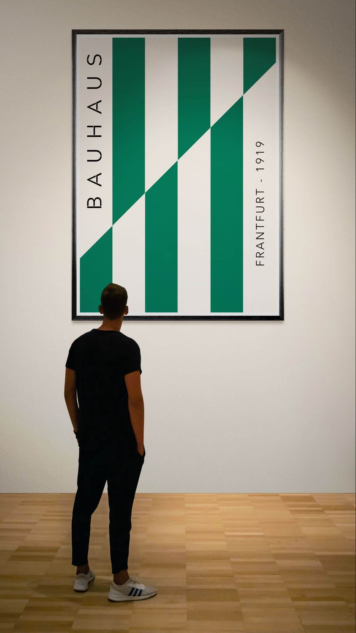 Bauhaus Emerald Green Cream Movement Style Design Wall Art - Vibrantwalls