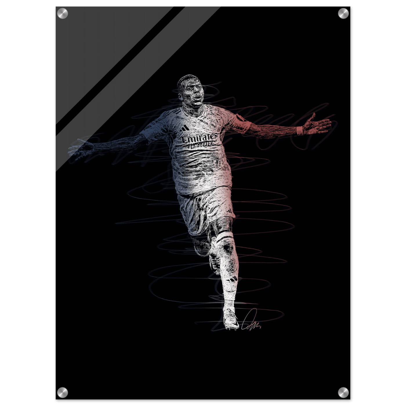 Kylian Mbappé Wall Art Acrylic Print – Dynamic Modern Football Artwork in Various Sizes - Vibrantwalls