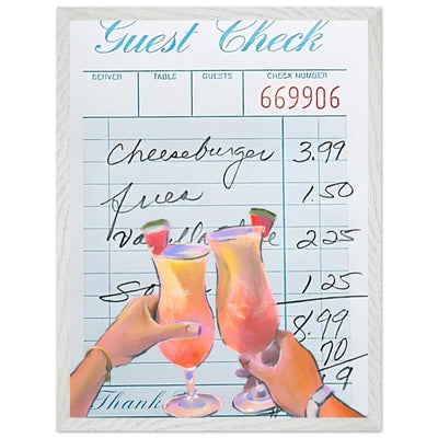 Retro Diner Cocktail "Guest Check" 45x60 cm 18x24″ White frame Not assembled Vibrantwalls