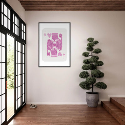 Jack of Hearts Poker Card Print - Eclectic Pink Framed Art - Eco-Friendly Wood Frame, Ready-to-Hang Decor - Vibrantwalls