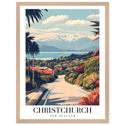 Christchurch New Zealand Framed Poster – Vintage Travel Wall Art with Wooden Frame - Vibrantwalls