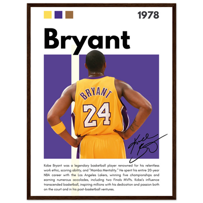 Kobe Bryant Mamba Mentality Lakers Framed Poster 45x60 cm 18x24″ Dark wood frame Vibrantwalls