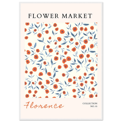 Florence Flower Market Orange Poppies Blue Leaves - Wall Art - Vibrantwalls